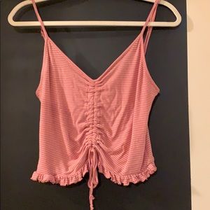 Pink and white strip crop top